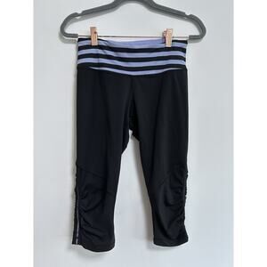 Lululemon Run For Your Life Crop Women's 6 Hyper Stripe‎ Black Legging Athletic